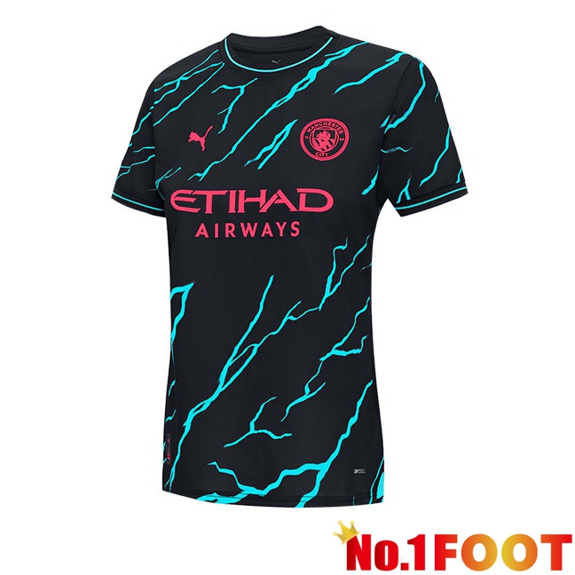 Manchester City Womens Third Football Jersey Blue Black 2023/2024