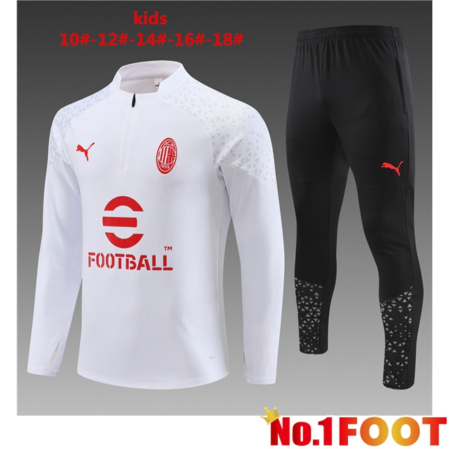 AC Milan Kids Training Tracksuit Suit White 2023/2024