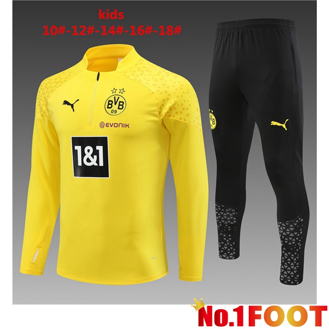 Dortmund BVB Kids Training Tracksuit Suit Yellow 2023/2024