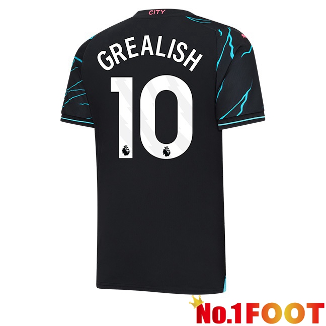 Manchester City (Jack Grealish 10) Third Football Jersey Blue Black 2023/2024