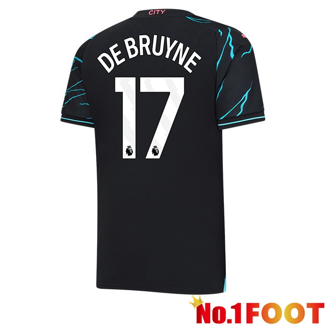 Manchester City (Kevin De Bruyne 17) Third Football Jersey Blue Black 2023/2024