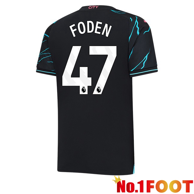 Manchester City (Phil Foden 47) Third Football Jersey Blue Black 2023/2024