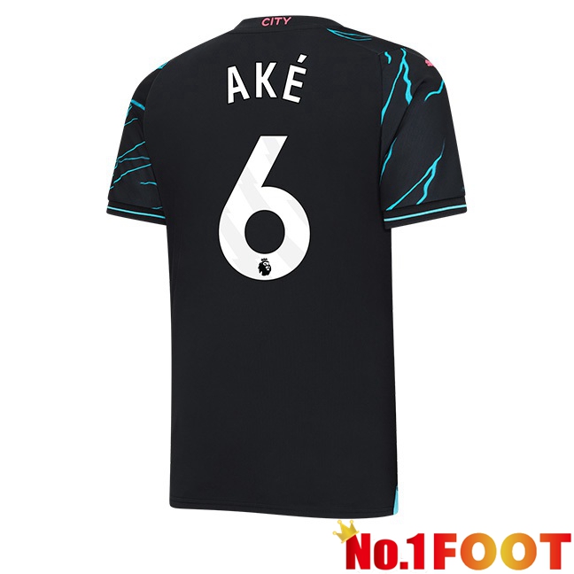 Manchester City (Nathan Ake 6) Third Football Jersey Blue Black 2023/2024