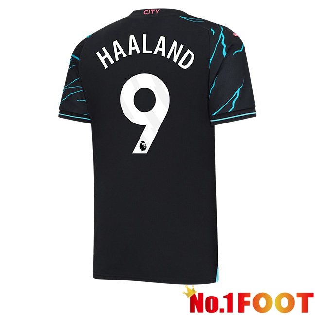 Manchester City (Erling Haaland 9) Third Football Jersey Blue Black 2023/2024