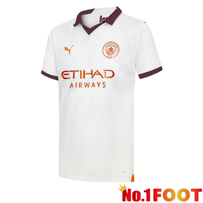 Manchester City Away Football Jersey White 2023/2024