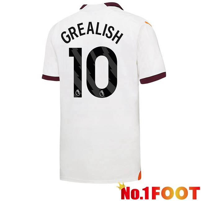 Manchester City (Jack Grealish 10) Away Football Jersey White 2023/2024