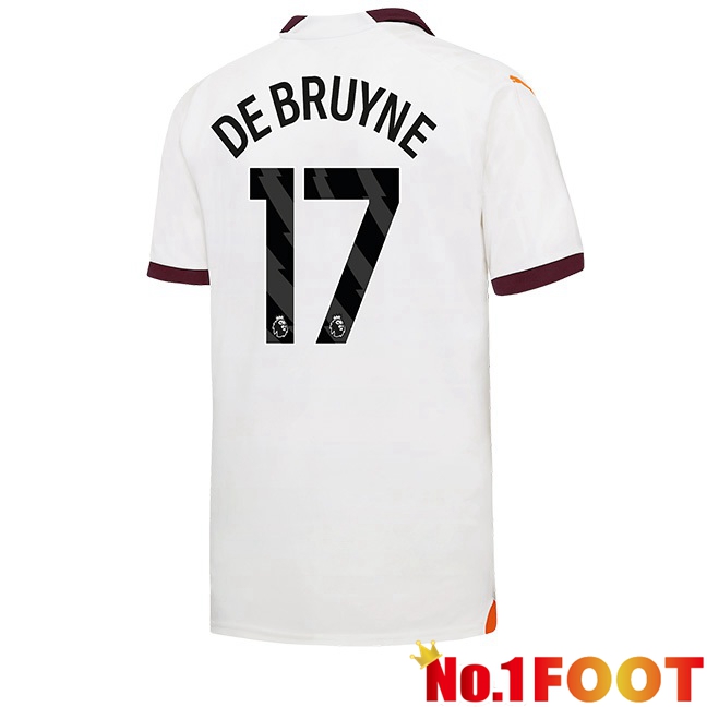 Manchester City (Kevin De Bruyne 17) Away Football Jersey White 2023/2024