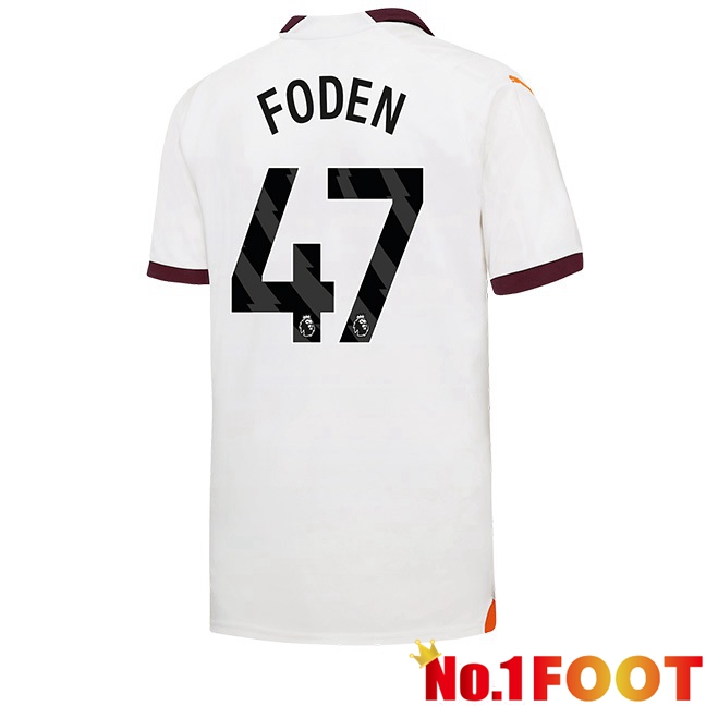 Manchester City (Phil Foden 47) Away Football Jersey White 2023/2024