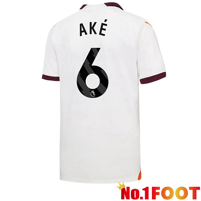 Manchester City (Nathan Ake 6) Away Football Jersey White 2023/2024