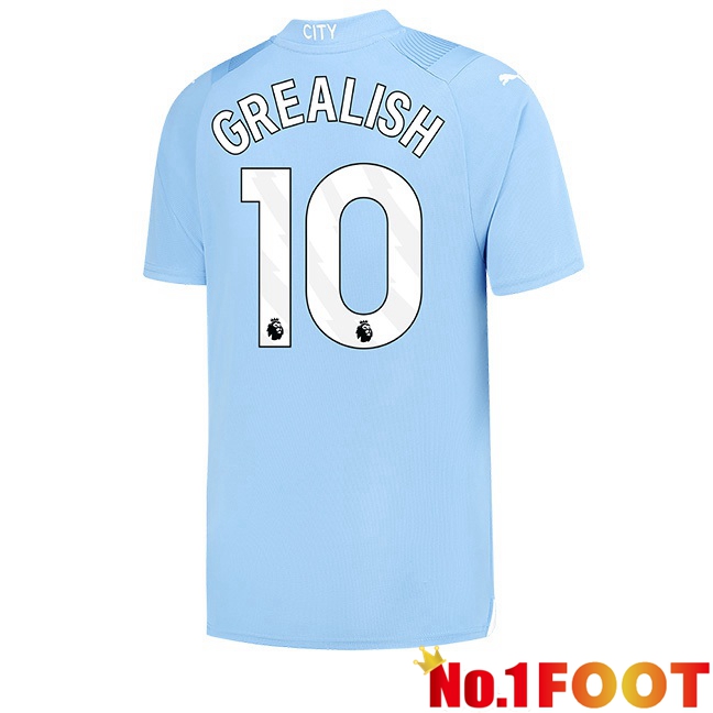 Manchester City (Jack Grealish 10) Home Football Jersey Blue 2023/2024