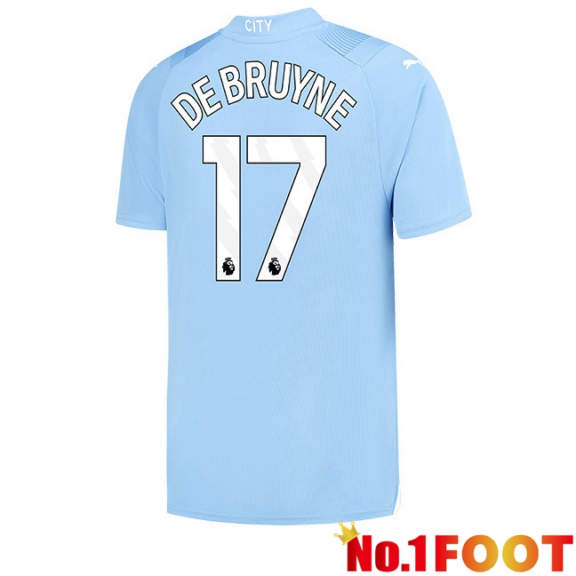 Manchester City (Kevin De Bruyne 17) Home Football Jersey Blue 2023/2024