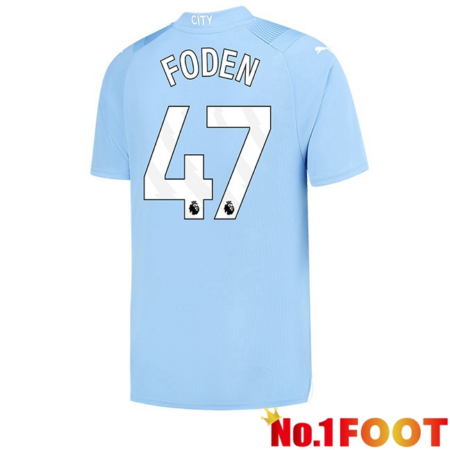 Manchester City (Phil Foden 47) Home Football Jersey Blue 2023/2024