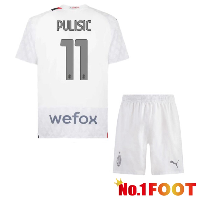 AC Milan (Pulisic 11) Kids Away Football Jersey White 2023/2024