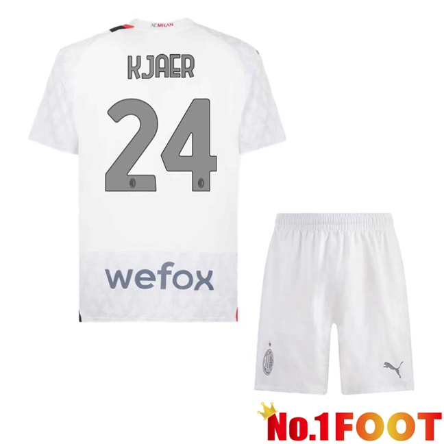 AC Milan (Kjaer 24) Kids Away Football Jersey White 2023/2024