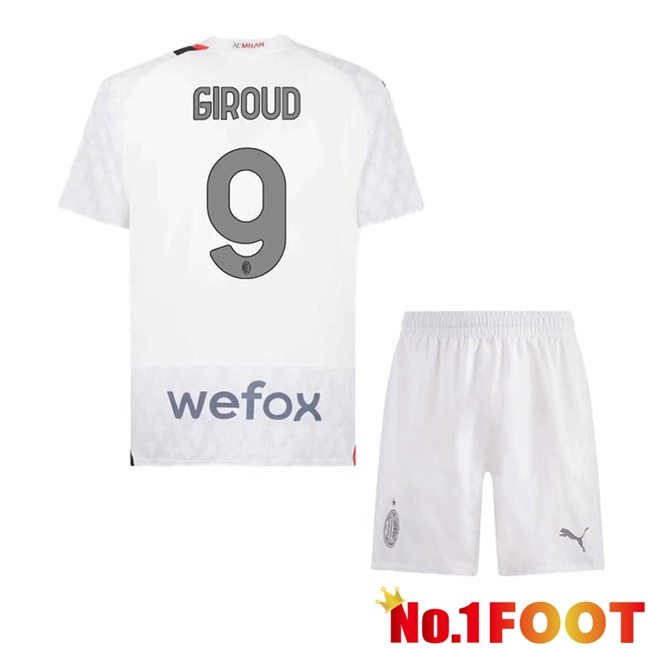 AC Milan (Giroud 9) Kids Away Football Jersey White 2023/2024