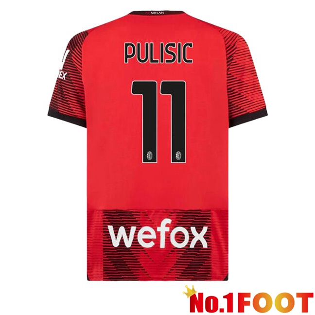 AC Milan (Pulisic 11) Home Football Jersey Red 2023/2024