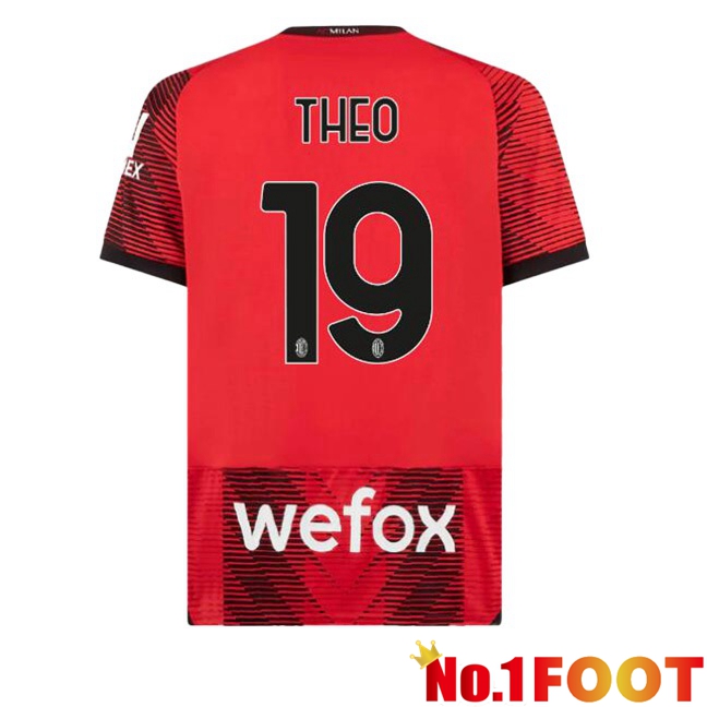 AC Milan (Theo 19) Home Football Jersey Red 2023/2024