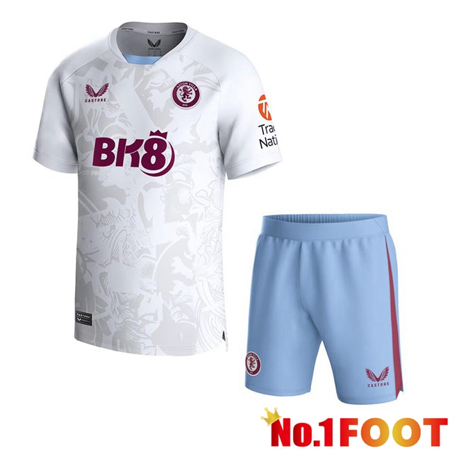 Aston Villa Kids Away Football Jersey White 2023/2024