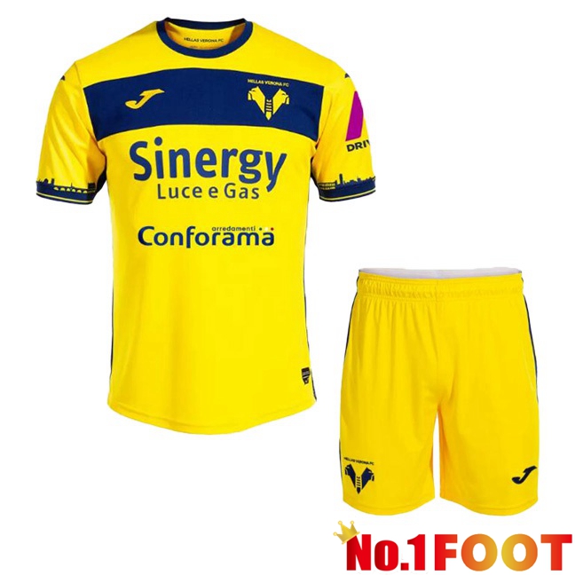 Hellas Verone Kids Away Football Jersey Yellow 2023/2024