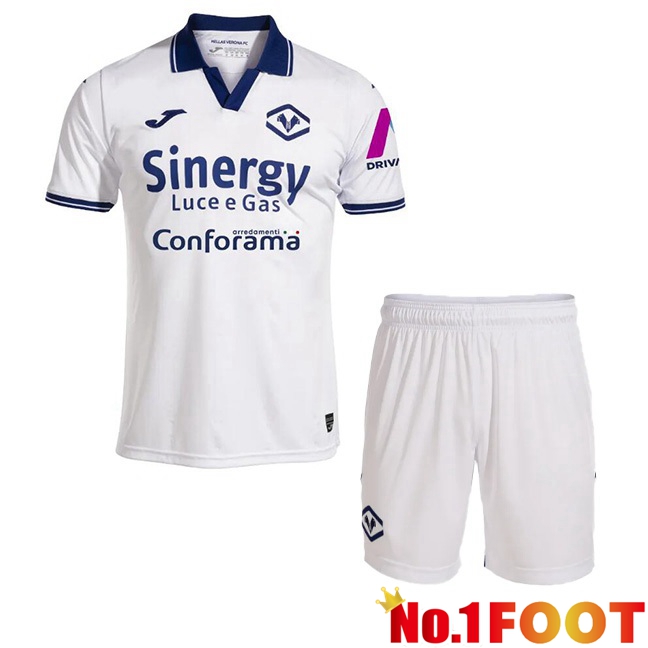 Hellas Verone Kids Third Football Jersey White 2023/2024