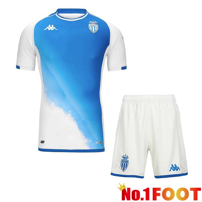 AS Monaco Kids Third Football Jersey Blue White 2023/2024