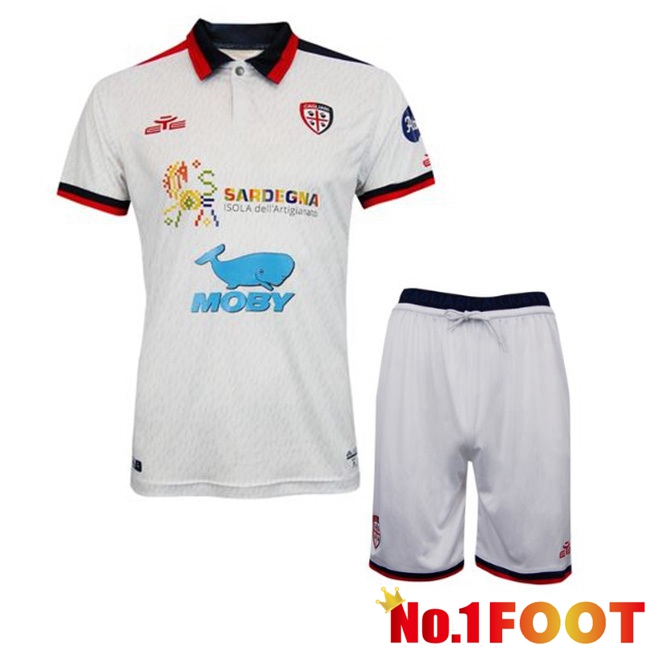 Cagliari Calcio Kids Away Football Jersey White 2023/2024