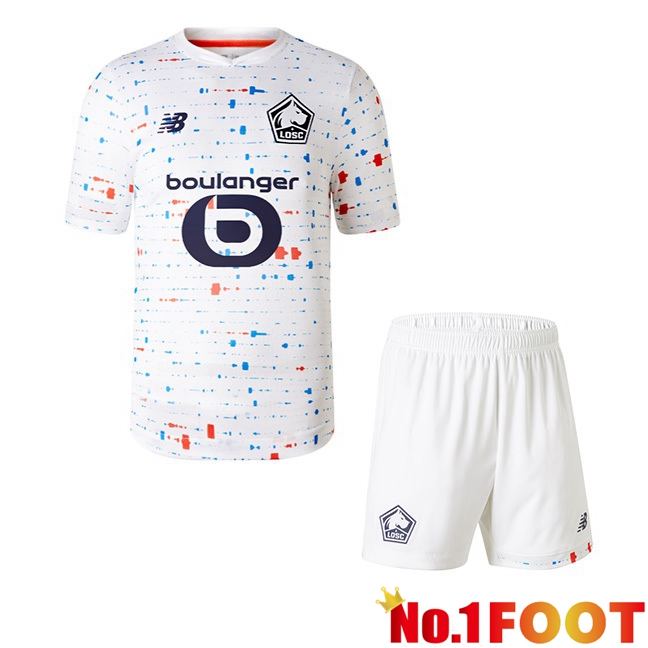 Lille OSC Kids Away Football Jersey White 2023/2024