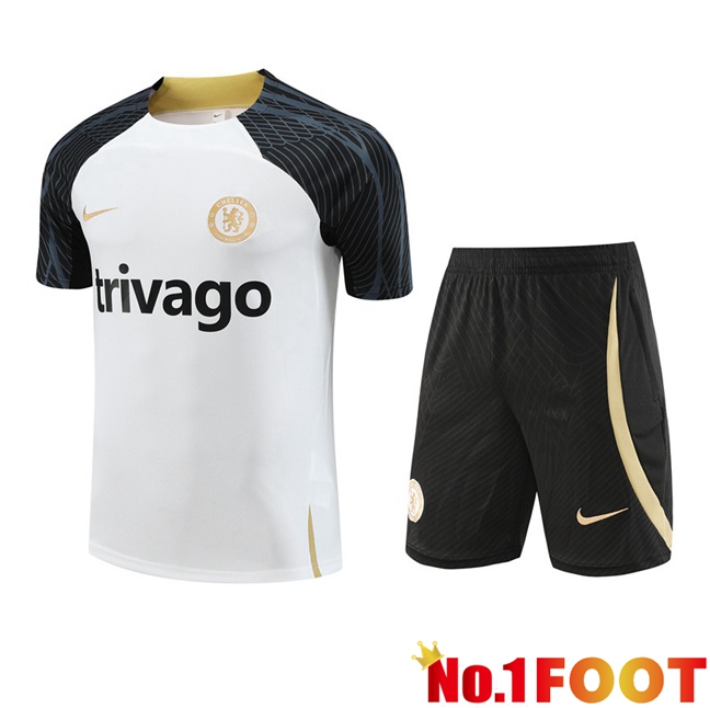 FC Chelsea Training T Shirt + Shorts White 2023/2024