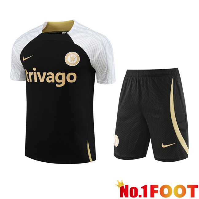 FC Chelsea Training T Shirt + Shorts Black 2023/2024