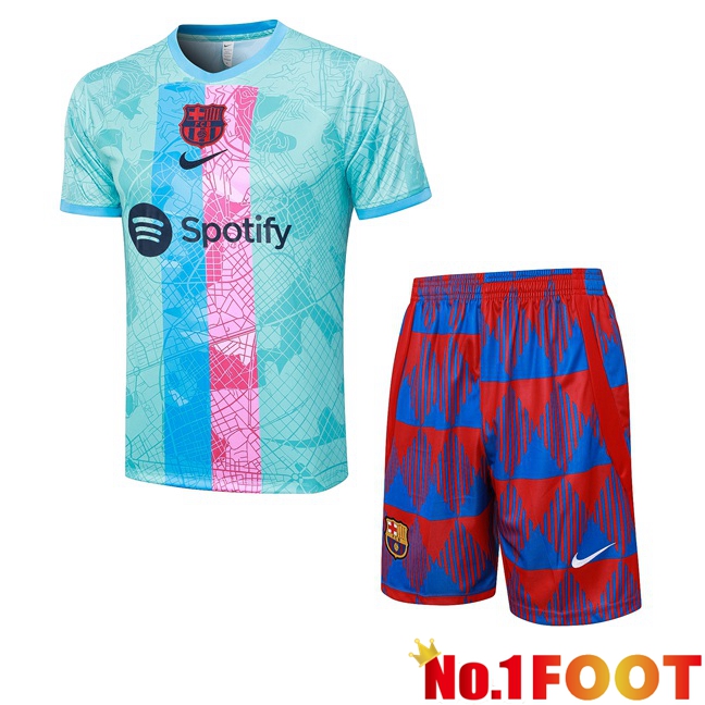 FC Barcelona Training T Shirt + Shorts Blue 2023/2024