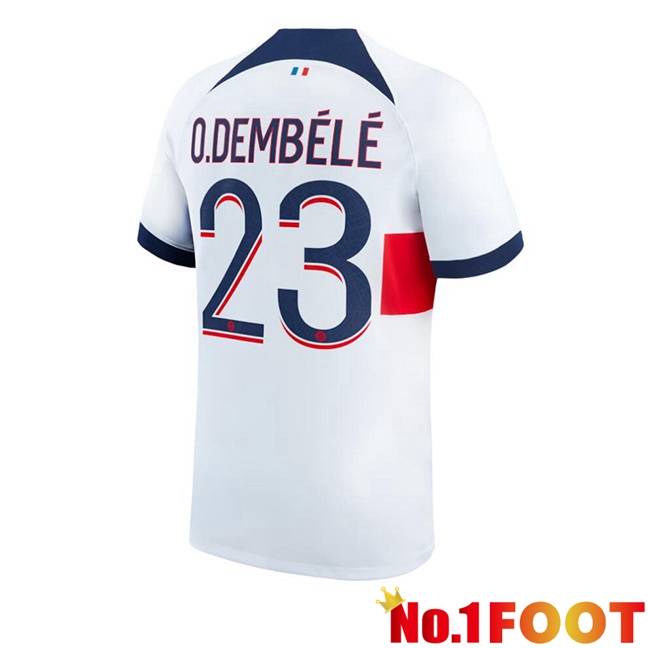 Paris PSG (O.Dembélé 23) Away Football Jersey White 2023/2024