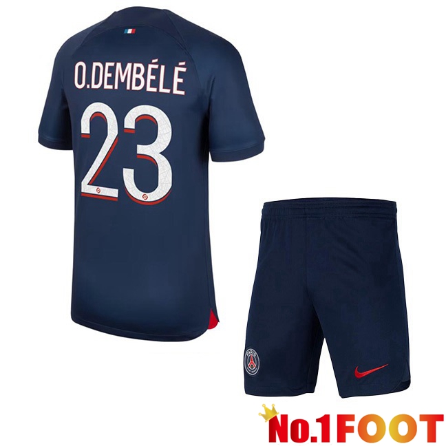 Paris PSG (O.Dembélé 23) Kids Home Football Jersey Blue Royal 2023/2024