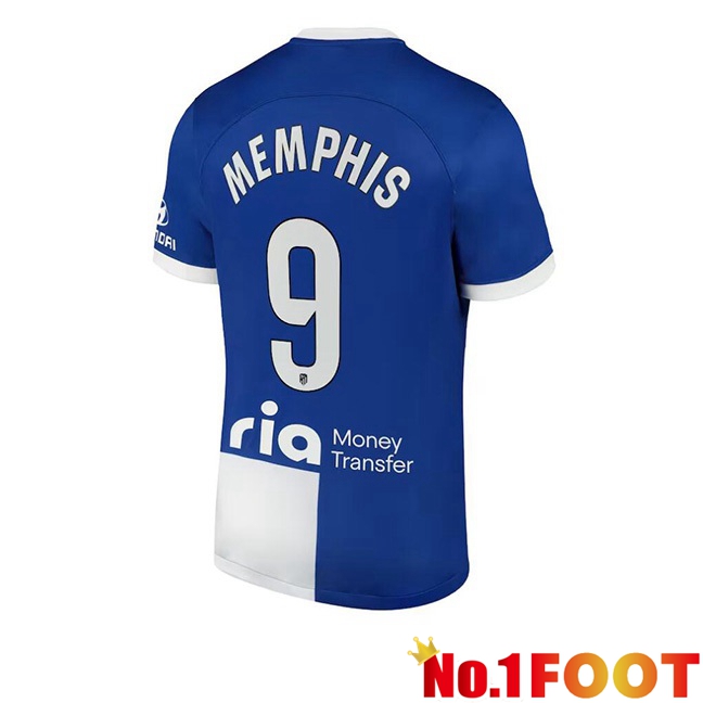 Atletico Madrid (Memphis 9) Away Football Jersey Blue 2023/2024