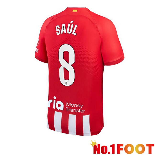 Atletico Madrid (Saúl 8) Home Football Jersey Red 2023/2024