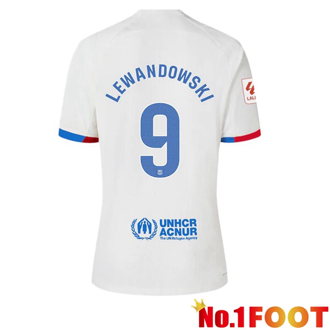 FC Barcelona (LEWANDOWSKI 9) Away Football Jersey White 2023/2024