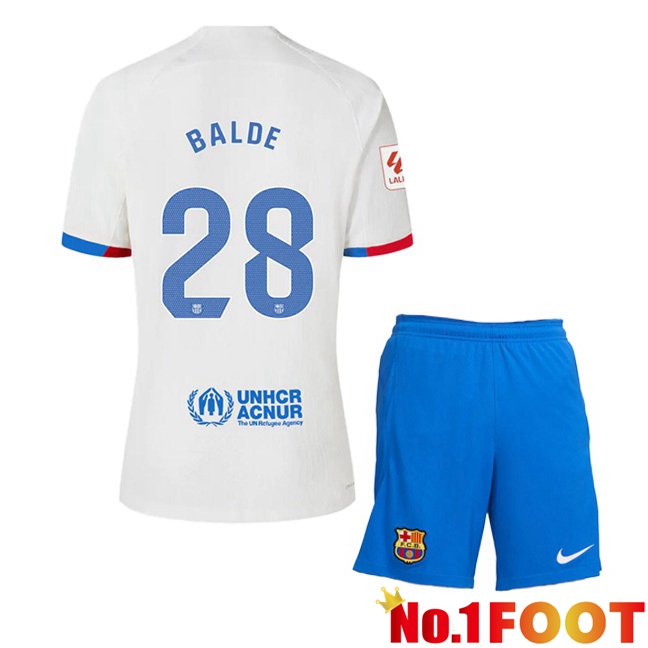 FC Barcelona (BALDE 28) Kids Away Football Jersey White 2023/2024