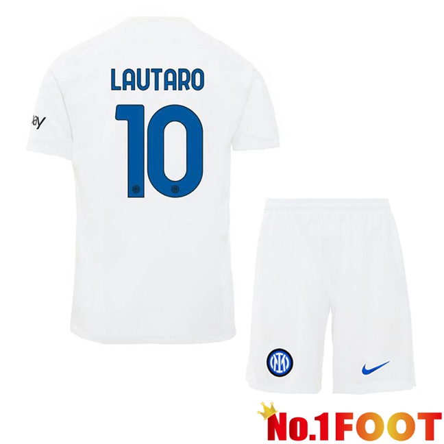 Inter Milan (LAUTARO 10) Kids Away Football Jersey White 2023/2024