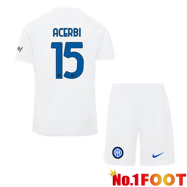 Inter Milan (ACERBI 15) Kids Away Football Jersey White 2023/2024