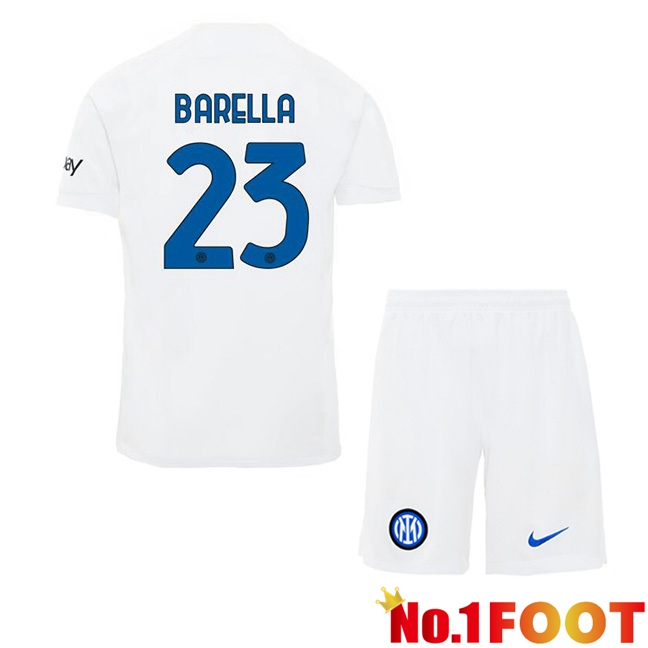 Inter Milan (BARELLA 23) Kids Away Football Jersey White 2023/2024