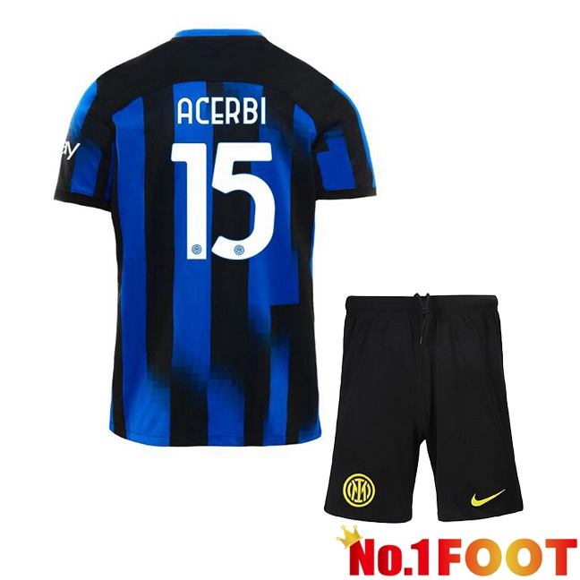 Inter Milan (ACERBI 15) Kids Home Football Jersey Blue 2023/2024