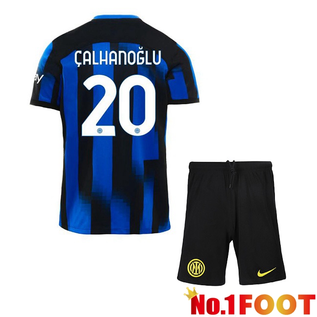 Inter Milan (ÇALHANOĞLU 20) Kids Home Football Jersey Blue 2023/2024