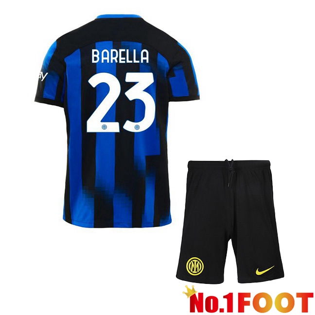 Inter Milan (BARELLA 23) Kids Home Football Jersey Blue 2023/2024