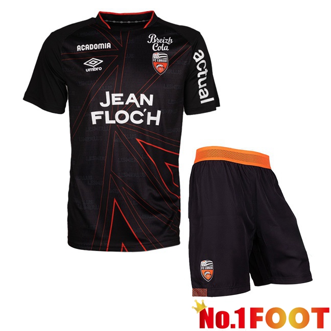 FC Lorient Kids Away Football Jersey Black 2023/2024