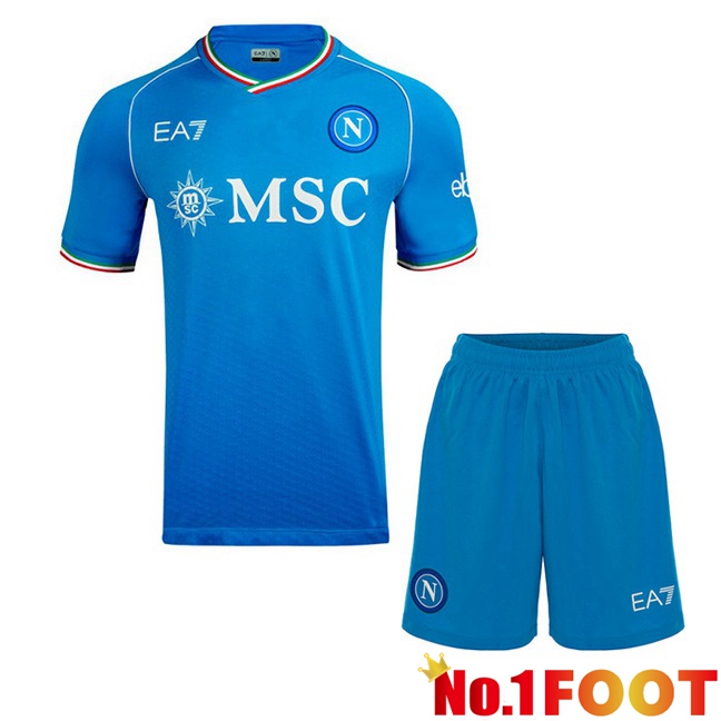 SSC Napoli Kids Home Football Jersey Blue 2023/2024