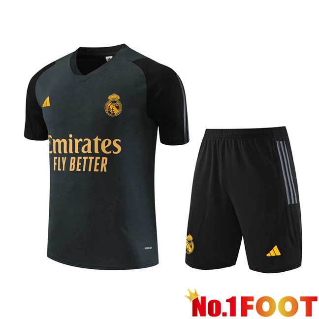 Real Madrid Training T Shirt + Shorts Grey 2023/2024