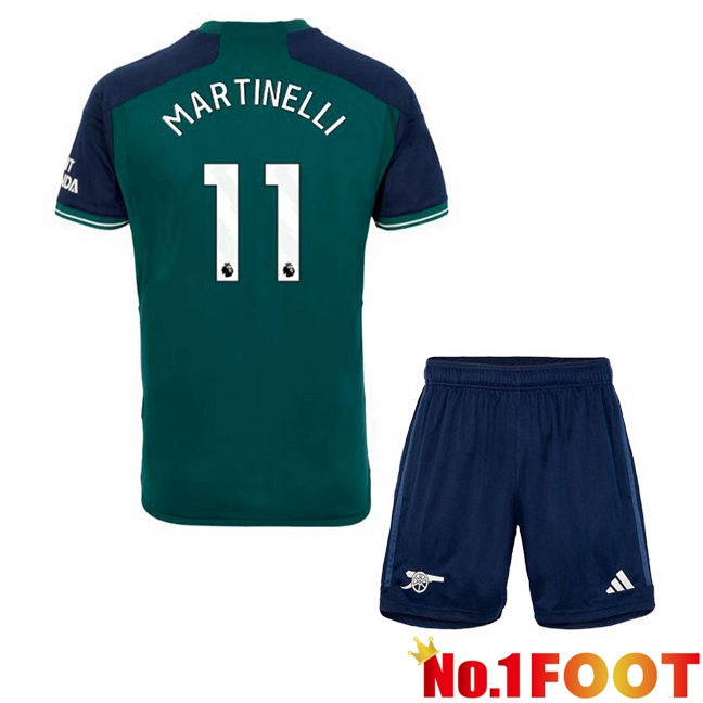 Arsenal (MARTINELLI 11) Kids Soccer Jersey Third Green 2023/2024