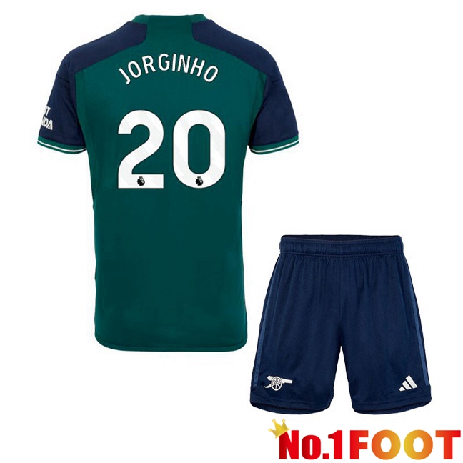 Arsenal (JORGINHO 20) Kids Soccer Jersey Third Green 2023/2024