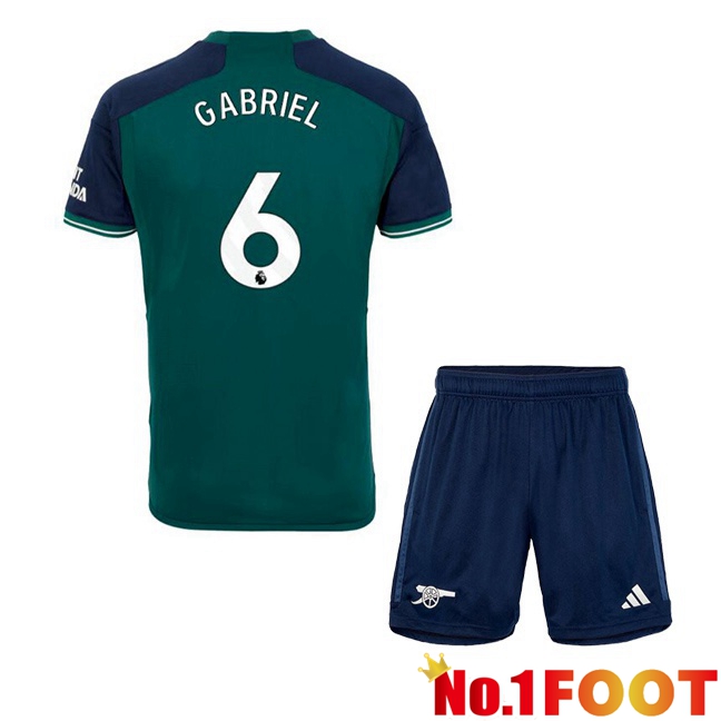 Arsenal (GABRIEL 6) Kids Soccer Jersey Third Green 2023/2024