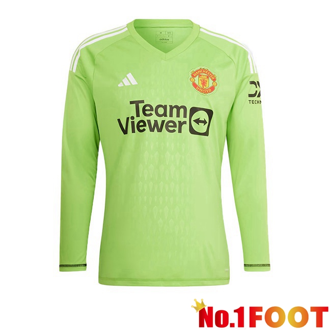 Manchester United Goalkeeper Soccer Jersey Long Sleeve Green 2023/2024