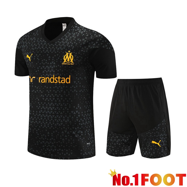 Marseille OM Training T Shirt + Shorts Black 2023/2024